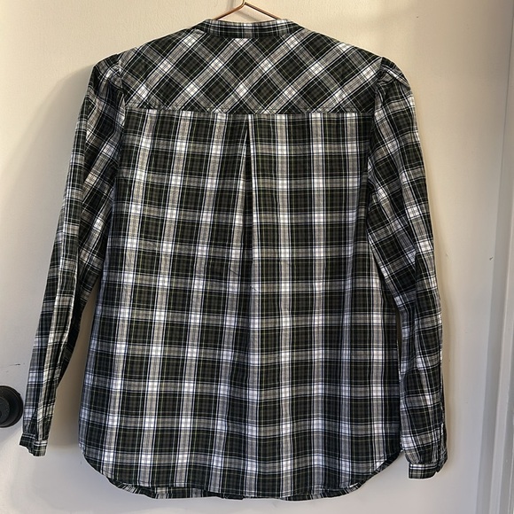 J.Crew Cotton Plaid Shirt Green Tartan Beaded Embellished Long Sleeve XS - Picture 6 of 6